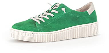 Gabor Damen Low-Top Sneaker, Frauen Halbschuhe,Wechselfußbett,Strassenschuhe,Freizeitschuhe,Turnschuhe,Verde/Neve (beige),40.5 EU / 7 UK