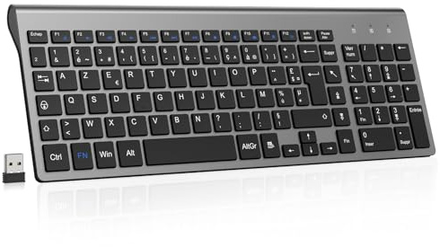 cimetech Clavier sans Fil, Clavier AZERTY Français avec Récepteur Nano USB 2.4GHz Ergonomique Compatible avec Windows/MacOS, Windows PC Laptop - Gris