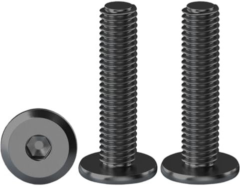 Drenky Vis à Tête Plate Hexagonale M6 X 30 mm en Acier Inoxydable A2 V2A - Lot De 20 Boulons à Bride Cylindrique Noirs, Filetage Complet