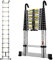 gymount Echelle Telescopique 3,8m en Aluminium Échelle Télescopique, avec Barre Stabilisatrice et Crochets Amovibles, Escabeau Telescopique Portable Convient aux réparations à Domicile, Charge 150 KG