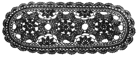 sourcing map Crochet Doilies, 22 x 10 Handmade Crochet Table Placemats Oval Lace Doilies 3 Flowers Pattern Cotton Coaster for Wedding Party Decoration, Black