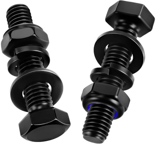 Mbsomnus 20 Piezas Tornillos Hexagonal M8x50 mm Tornillo Negros DIN 933 Tornillos de Cabeza Hexagonal Carbono con Tuercas Autoblocantes Arandelas y Arandelas Elásticas para Automóviles Muebles