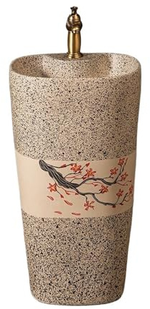 Retrò Lavabo in ceramica, lavandino con piedistallo for balcone dell'hotel, rubinetto e kit di scarico decorare