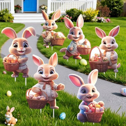 Jyunsing Adornos de Pascua para el jardín, decoración de Pascua para Exteriores, Carteles publicitarios en 2D, Cartel de Pascua para el jardín por Ambos Lados