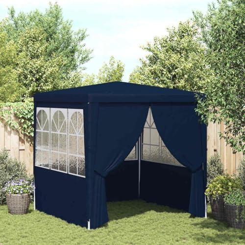 Mokuyary professionellt partytält med sidoväggar 2,5 x 2,5 m blå 90 g/m², paviljong, trädgårdstält, festtält, trädgårdspaviljong för trädgård, fest, festival, bröllop