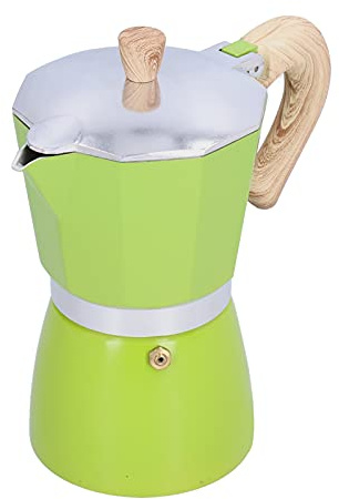 Fdit Espressobryggare med Spishäll, 300 Ml Italiensk Kaffekokare Snabbbryggande 6 Koppar Aluminium Vattenkokare med Ergonomiskt Värmebeständigt Handtag för Hemmakontor (Grön)