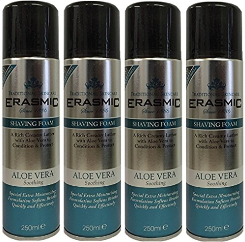 x4 Erasmic Traditional Skincare Shave Foam Aloe Vera Soothing 250ml