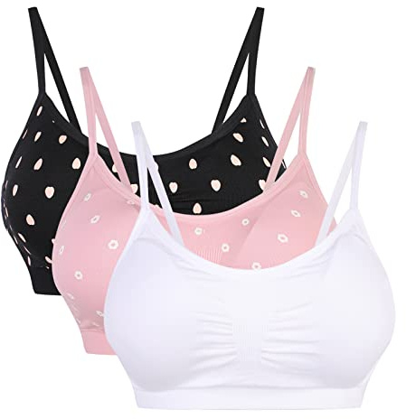 Vertvie Dam stretch utan bygel, push-up-, yoga-, sport-bh, uppsättning för fitnessträning, stoppning, 2-pack / 3-pack, Rosa+vit + svart, XL