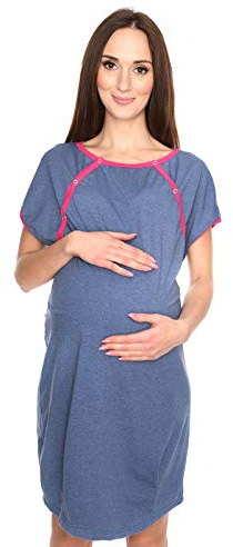 MijaCulture 3-i-1 födelseklänning amningströja mammanattlinne 4123, Melange jeans, M