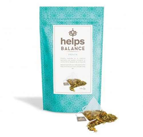 HELPS INFUSIONES - Infusión Relajante Ayurvédica Con Espino Blanco, Hipérico, Manzanilla, Azahar Y Pasiflora. Té Relax. Helps Peace. Bolsa De 15 Pirámides.