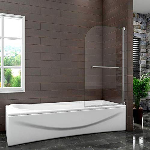Simple Bathrooms 800x1400mm 180 Degree Pivot Bath Shower Screen Glass Door Panel with Towel Rail