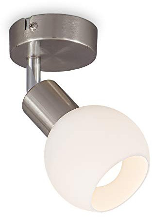 B.K.Licht - Wandleuchte Innen mit Opalglas, warmweiße Lichtfarbe, 5 Watt, 470 Lumen, Wandlampe innen, Wandstrahler, Wandlicht, Wandbeleuchtung, Schlafzimmer, Flurlampe, 15,3x9,8 cm, Matt-Nickel