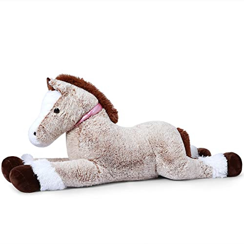 SNOWOLF Juguete de Peluche Gigante Unicornio de Peluche Grande Juguete de Peluche cojín de Peluche Grande Caballo Grande Peluche Unicornio Multicolor Regalo para niños niñas niños (Brown, 120cm)