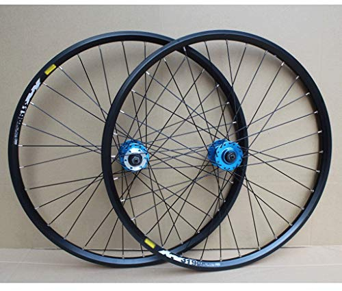 HSQMA MTB Bike Wheelset 24 Inch Disc/Rim Brake Bicycle Wheel Double Layer Rim 32H Hub For 8/9/10 Speed (Color : Blue, Size : 24inch)