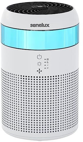 Senelux HEPA Air Purifier for Bedroom with 7 Light Colours, Mini Air Purifier for Home Office Living Rooms, Small Desktops for Pet Dander Mould Pollen Odours Smoke Dust