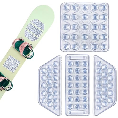 BOXOB 4pcs Snowboard Stomp Pads, Transparent Anti Skidding Snowboard Grip Pad Self Adhesive Clear Stomp Pad Winter Ski Accessories for Snowboarding Men Women