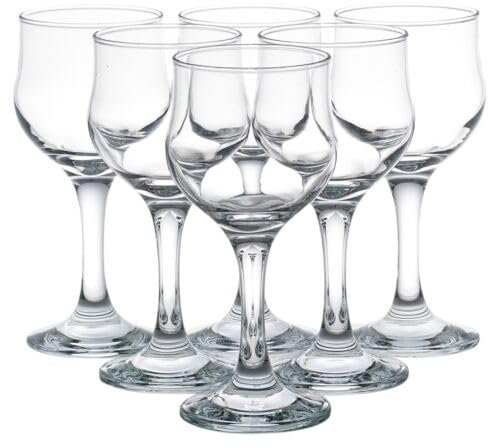 Queensway Home & Dining 6x200ml Clear Glass Red Wine Port Sherry Liqueur Footed Glasses Goblets Stemware