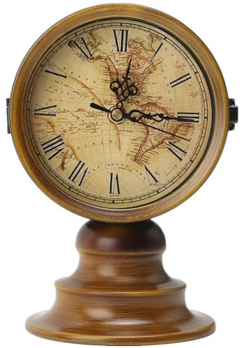 YOPOTIKA Orologio retrò, sveglia da tavolo, stile europeo, orologio vintage a batteria, orologio da scrivania in ferro, lente in vetro HD, decorazione per camera da letto e soggiorno