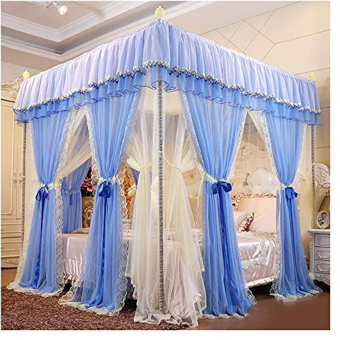 Himmelbett-Himmelbett, Princess-Luxus, erhöhte und vergrößerte Betthimmelvorhänge, doppelt verschlüsseltes großes Moskitonetz mit staubdichten Dachbettvorhängen (Größe: 200 x 220 x 210 cm, F