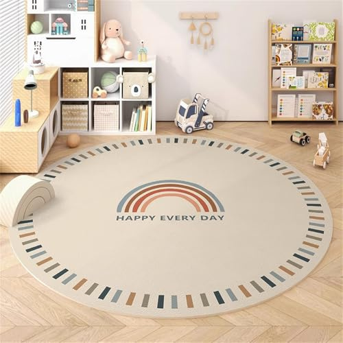 Alfombra Decorativa Antideslizante Juego Adolescentes Dormitorio, Alfombras De Salón Lavable Almohadillas Protectores para Cuarto Sala Alfombras Infantiles Animale Elefante (Crema 5, 100x100cm)