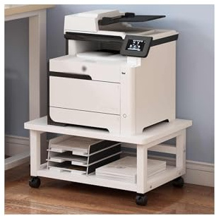 HUFIREHU Soporte De Impresora Almacenamiento Para Impresoras Mesa Para Impresora Con Ruedas 2 Niveles Mueble Impresora EstanteríA Movil Para Impresora Carro De Impresora Muebles De Impresora(White,50*