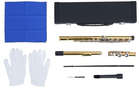 C Flöte 16 Schlüsselinstrumentenkit mit Tragetasche Schafspulen Messing Brass Heller Ton