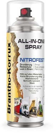 Brantho Korrux Rostschutzlack - All-in-One Sprühdose 1-K nitrofeste Metallschutzfarben Matt - 400ml Spraydose Nitrofest Weiss Matt RAL9010