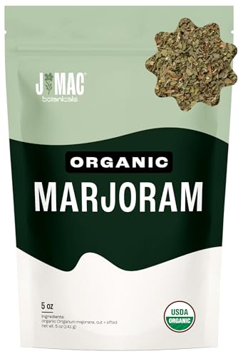 J Mac Botanicals Organic Marjoram (2 oz), dried herb, great for cooking and herbal tea