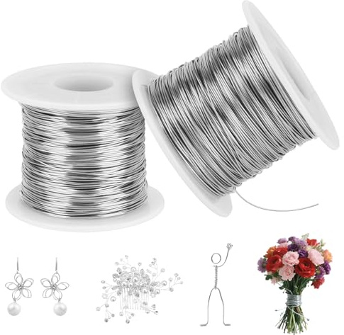 2 Rolle Silberdraht Zum Basteln - 0,5 mm ø, Spule 100 m Basteldraht DüNn mit Spule, 304 Biegbarer Edelstahldraht, Antioxidant Schmuckdraht Silber für Floristik Heimdeko, Schmuck Herstellung und Bonsai