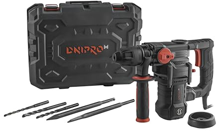 Dnipro-M Martillo Perforador SDS+ 1000W 3,5J, 3 Modos, 26 mm en Hormigón, Embrague de Seguridad R-Control, Cable de 4 m, con Maletín y Accesorios, BH-10