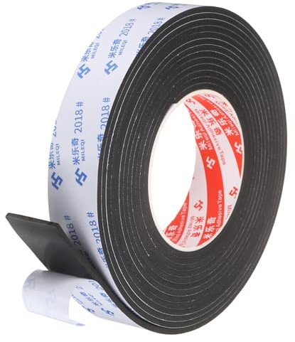 PATIKIL Nastro Adesivo In Schiuma Di Gomma Spugna, 3cm x 3mm x 5 Metri, Nastro Isolante Autoadesivo Per Finestre Porte Isolamento Acustico Guarnizione Per Condizionatori, Nero