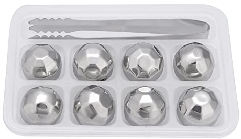 Esferas de hielo de acero inoxidable para whisky y vino, piedras enfriadoras de bebidas premium con pinza, rocas enfriadoras de whisky reutilizables para cócteles, cerveza, café, (Diamante)