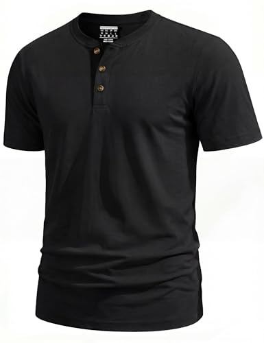TACVASEN Camicia Henley Magliette Uomo Manica Corta Tshirt Uomo Cotone | Basic, Estive, Tshirt Casual, Magliette da Lavoro, Old Money Style, Maglia Bottoni