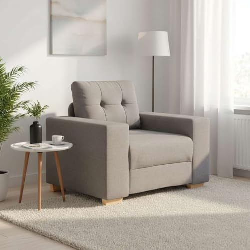 YunCangg sofffåtölj brungrå 100 x 78 x 80 cm av tyg, relaxsoffa med skumstoppning för vardagsrum, sovrum, bekväma möbler för avkoppling