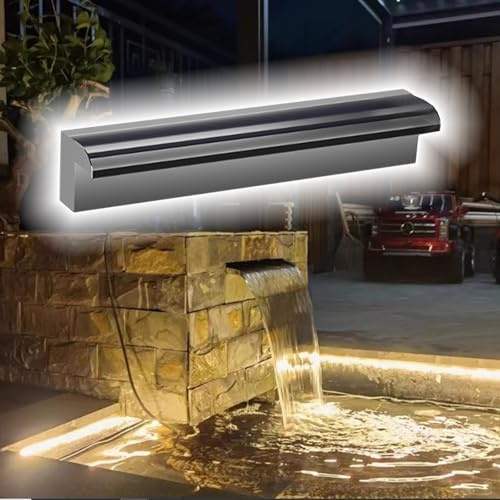 Vattenfallsfontän för utomhus – 180 cm PVC-anslutningsset för kaskadfontän och stenträdgårdar i trädgården, robust och hållbar, lätt att rengöra, LED-belysning ingår inte