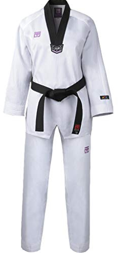 MOOTO 3F Woman Taekwondo Uniform Black V-Neck Female Dobok TKD (200 (190cm~200cm)(6.23ft~6.56ft))