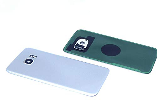 handywest Kompatibel für Samsung Galaxy S7 Edge SM-G935F G935 Silver/Silber Akkudeckel Backcover Rückseite inkl Kleber Rückschale Hosing Cover inkl Kamera Camera Glas Mit Klebefolie Streifen Adhesive