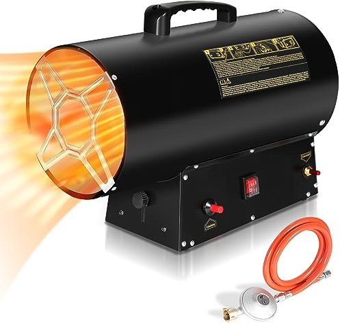 EINFEBEN Calefactor de gas de 30 kW, inoxidable, con válvula de reducción de presión de 700 mbar, calentador de gas para bombona de gas, 220 V encendido piezoeléctrico