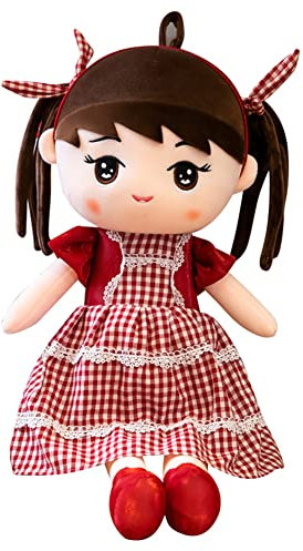 plüsch stoffpuppe, Prinzessin Kleid Puppe Schöne Puppe Stoffpuppe Weiche Stoffpuppe Kissen Plüschpuppe Plüschkissen Stofftier Spielzeug Begleiten Weihnachten Geburtstagsgeschenk für Kinder Rot/40CM