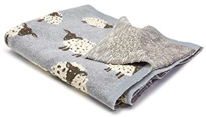 Two's Company Counting Sheep Blanket, Cotton 31 inches by 39 inches
