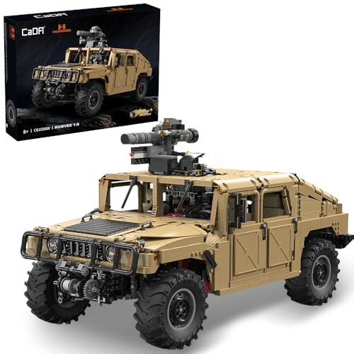 CaDA Master C61036W Humvee H1 1:8 Technic Off-Road fordon klämbyggstenar, 3935 delar SUV, 4 x 4 stor armored stridsfordon modell, auktoriserad bilmodell för vuxna