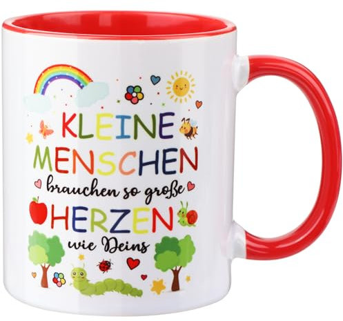 1 Stücke Erzieherin Tasse Kaffeetasse Keramik Kaffee Tasse Mug Danke Dankeschön Abschiedsgeschenk für Erzieher zum Kindergarten Kindergärtnerin Tagesmutter Kita