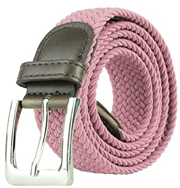 Canvas Elastic Fabric Woven Stretch Multicolored Braided Belts 2041-LightPink-S