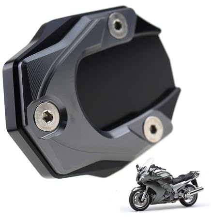 DFFMQSJ Kompatibel med Yamaha FJR1300 FJR 1300 motorcykelställ fotsidostativ förlängningsdyna stödplatta aluminiumlegering motorcykel ställ fot förlängningsplatta förstorade mattor tillbehör (grå)
