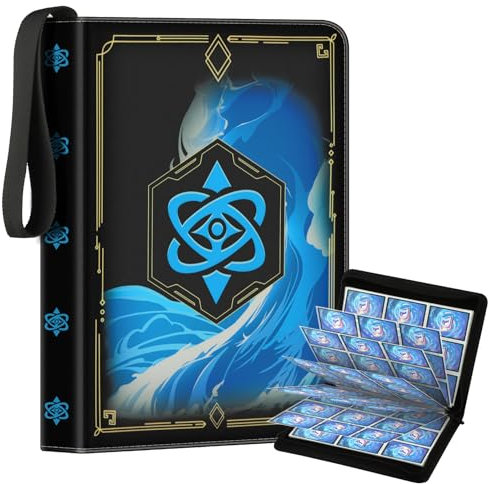 Deuyibu Sammelkarten Album für Lorcana TCG Sammelkarten, 900 Karten Taschen 50 Seiten Sammelalbum mit Magic-Inks Elementen, PU Leder Kartenbinder für Sammelkarten, für Family und Freunden, Blau