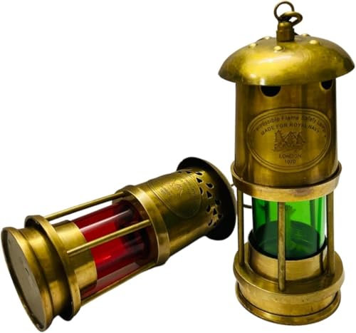 Lanterna nautica in ottone rosso/verde lampada decorativa da appendere lanterna marina lampada antica nautica minore lampada a olio nave barca realizzata per Royal Navy London 1920 lanterna 15,2 cm