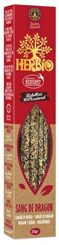 HERBIO - Incenso in Stick - 20 g - Bastoncini d'Incenso - 75 minuti Lunga Durata (SANGUE DI DRAGO)