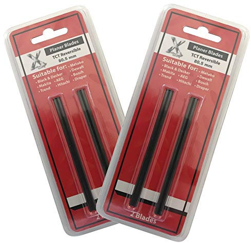 Planer Blades 80.5mm Tunsgten Carbide Reversible for DeWalt, Makita, Elu, NuTool, Bosch, AEG, Haffner 80mm - 2 Pairs Electric Planer Knives