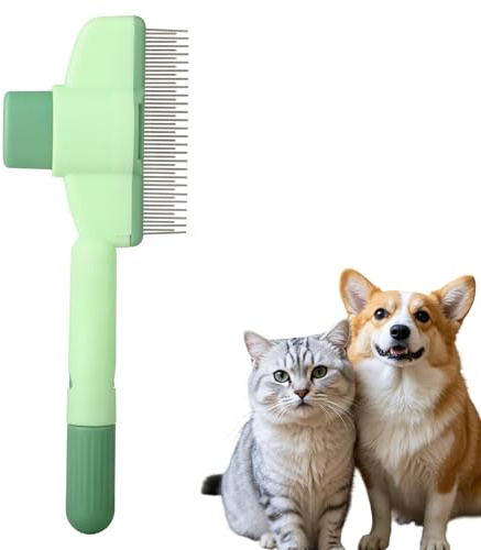 Fellblitz Bürste für katze,1 Stück Katzenbürste für Fellbürste & Haustierpflege, Katzenkamm mit abgerundeten Metall Zinken,Grün