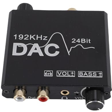 ZAICOLER Convertitore Digitale-analogico da 192 KHz, Convertitore Digitale-analogico con Manopola di Regolazione dei Bassi e Adattatore da 3,5 Mm, Ideale per Eliminare il Rumore Senza Segnale in